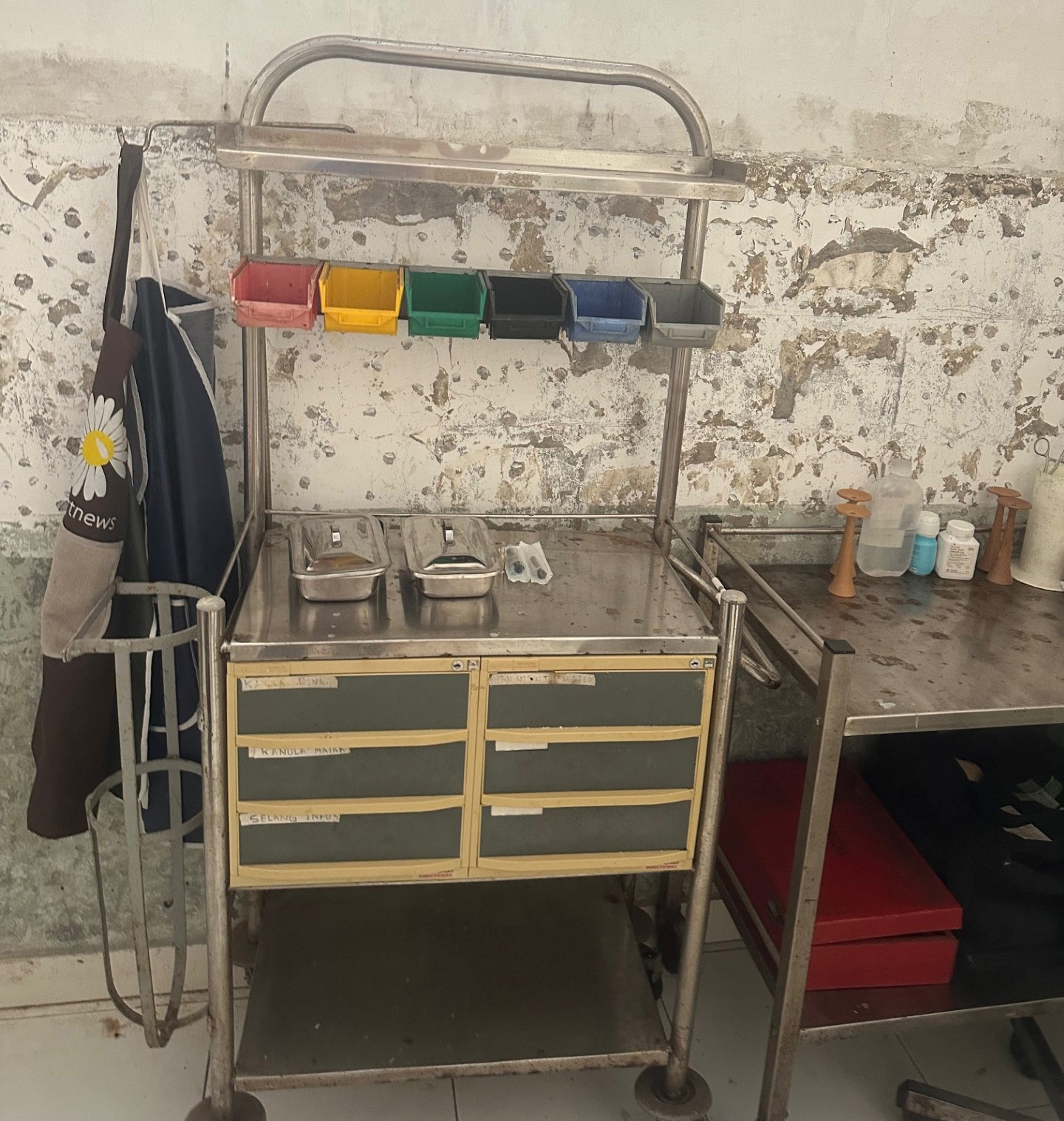 Near empty medicine cabinet in birthing unit at Balibo Hospital